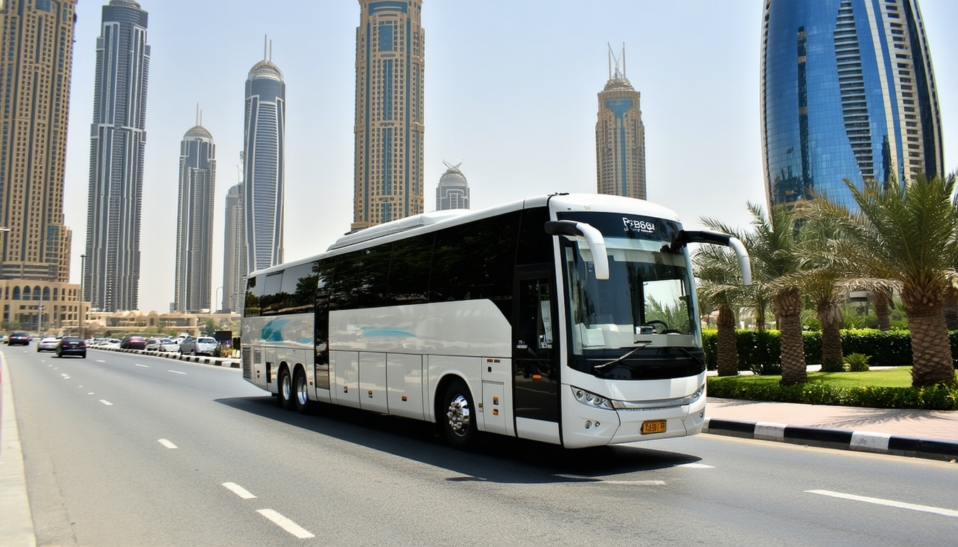 Luxury coach travelling through Dubai